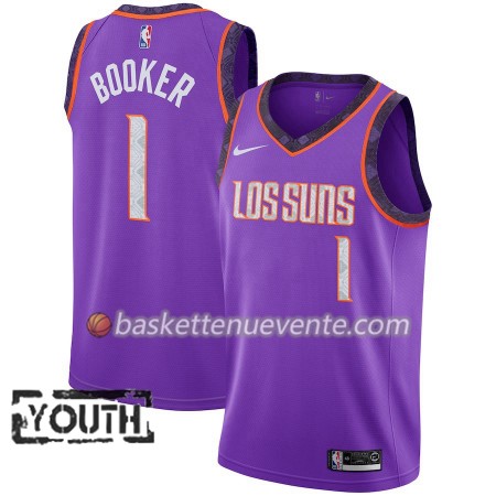 Maillot Basket Phoenix Suns Devin Booker 1 2018-19 Nike City Edition Pourpre Swingman - Enfant
